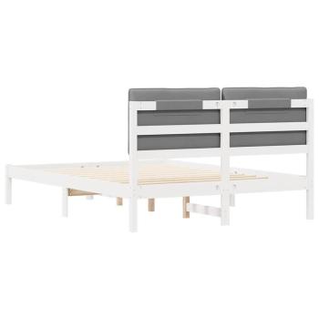 Bettgestell mit gepolstertem Kopfteil Hellgrau 135 x 190 cm