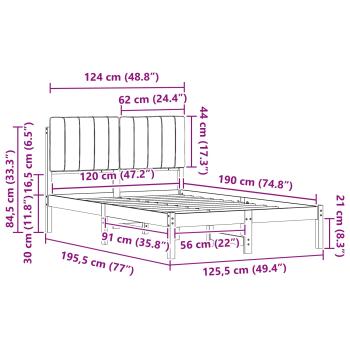 Bettgestell mit gepolstertem Kopfteil Hellgrau 120 x 190 cm