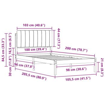 Bettgestell mit gepolstertem Kopfteil Dunkelgrau 100 x 200 cm