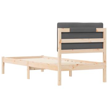 Bettgestell mit gepolstertem Kopfteil Dunkelgrau 80 x 200 cm