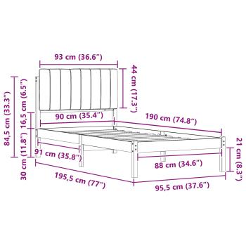 Bettgestell mit gepolstertem Kopfteil Taupe 90 x 190 cm