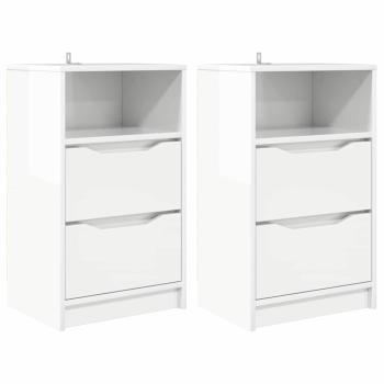 Nachttische 2 pcs Hochglanz Weiß 40 x 30 x 467 cm Holzwerkstoff