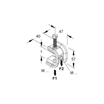 Niedax PKS M8/10-40 E3 Profilklemme Anschlussgewinde M8, inkl. Zapfenschraube M8, Edelstahl