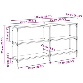 Konsolentisch Altholz 150 x 29 x 75 cm Sperrholz und Metall