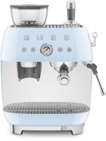 ARDEBO.de Smeg EGF03PBEU 50"s Style Siebträgermaschine, integrierter Kaffeemühle, 1650 W, 20 bar Brühdruck, 15 bar Dampfdruck, 4 Brühfunktionen, Pastellblau