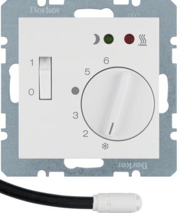 ARDEBO.de Berker 20348989 Fußbodentemperaturregler mit Schließer, Zentralstück, Wippschalter, S.1/B.3/B.7, polarweiß glänzend