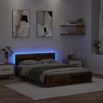 Bettgestell mit Kopfteil Altholz 140 x 190 cm Holzwerkstoff