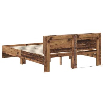 ARDEBO.de - Bettrahmen mit Kopfteil Altholz 135 x 190 cm Holzwerkstoff