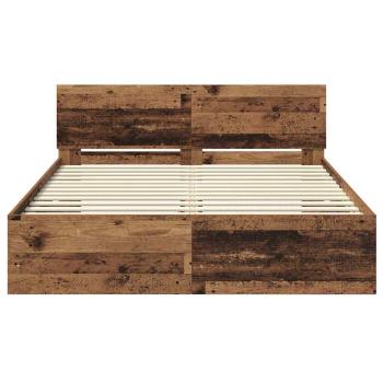 Bettrahmen mit Kopfteil Altholz 135 x 190 cm Holzwerkstoff