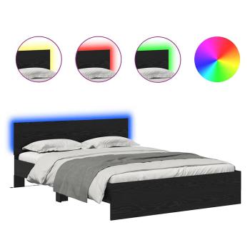 Bettrahmen Schwarz Eichen-Optik 135 x 190 cm Holzwerkstoff