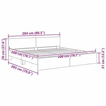 Bettrahmen Schwarz Eichen-Optik 200 x 200 cm Holzwerkstoff