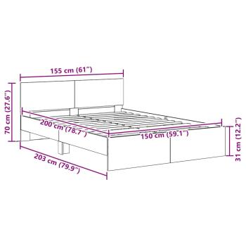 Bettrahmen Artisan-Eiche 150 x 200 cm Holzwerkstoff