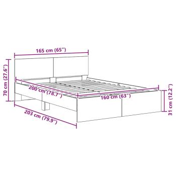 Bettrahmen mit Kopfteil Altholz 160 x 200 cm Holzwerkstoff