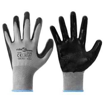 Arbeitshandschuhe 24 Stk. Grau und Schwarz 9 / l Polyester