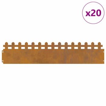 Rasenkanten 20 pcs Rostig 103 x 0,05 x 22 cm Wetterfeststahl