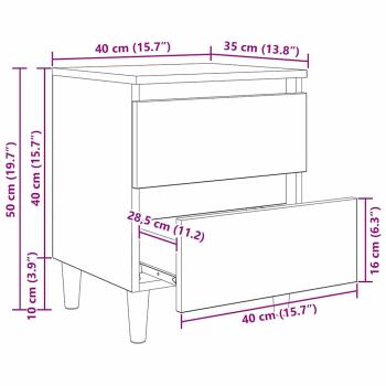 Bettschränke 2 pcs Schwarz Eichen-Optik 40 x 35 x 50 cm