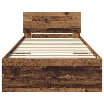 ARDEBO.de - Bettrahmen mit Kopfteil Altholz 100 x 200 cm Holzwerkstoff