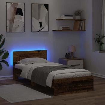 Bettrahmen mit Kopfteil Altholz 100 x 200 cm Holzwerkstoff