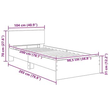 Bettrahmen Artisan-Eiche 100 x 200 cm Holzwerkstoff