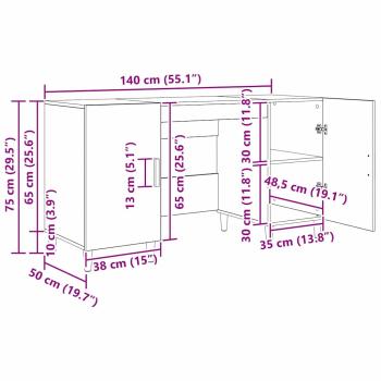 Schreibtisch mit Regal Schwarz Eichen-Optik 140 x 50 x 75 cm