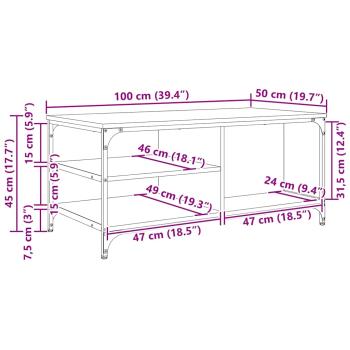 Couchtisch Artisan-Eiche 100 x 50 x 45 cm Holzwerkstoff