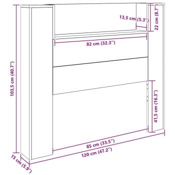 Kopfteil mit Regal Altholz 120 x 15 x 103,5 cm Holzwerkstoff