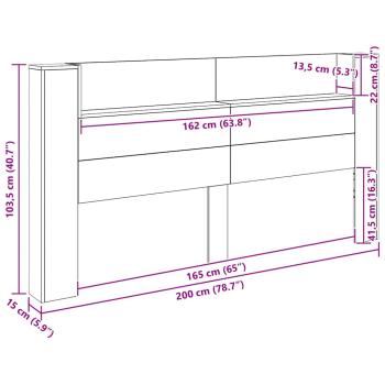 Kopfteil Artisan-Eiche 200 x 15 x 103,5 cm Holzwerkstoff