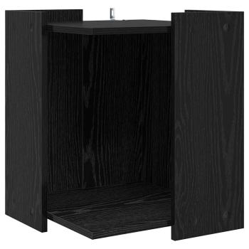 Katzenstreu Box Umzäunung Schwarz Eichen-Optik 42 x 42 x 51 cm