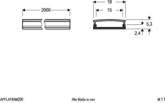 EVN APFLAT-Serie Alu-Profil flach mit Abdeckung, 200cm, U-Profil, biegbar (APFLAT4AM200)