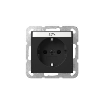 ARDEBO.de Gira 4462005 SCHUKO-Steckdose, 16A 250V~, Beschriftungsfeld, Shutter, System 55, schwarz Matt