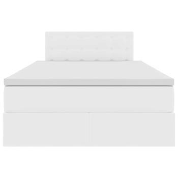 Bett mit LED-Lichtleisten Reinweiß 120 x 200 cm PVC