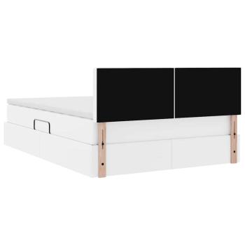 Bett mit LED-Lichtleisten Reinweiß 140 x 200 cm PVC