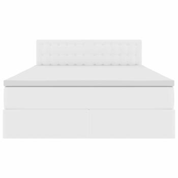 Bett mit LED-Lichtleisten Reinweiß 140 x 200 cm PVC