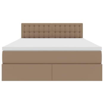 Bett mit LED-Lichtleisten Cappuccino 140 x 200 cm PVC