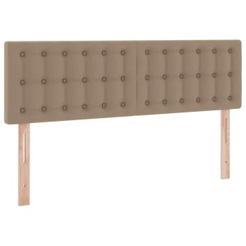 Bett mit LED-Lichtleisten Cappuccino 140 x 200 cm PVC