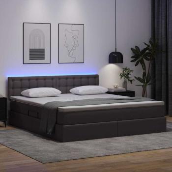 Bett mit Stauraum und LED mit LED Grau 180 x 200 cm Kunstleder