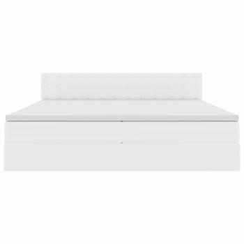 Bett mit LED-Lichtleisten Hellgrau 200 x 200 cm PVC