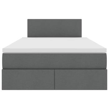 Bett mit LED-Lichtleisten Dunkelgrau 120 x 200 cm Stoff