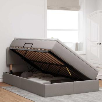 Bett mit LED-Lichtleisten mit Kopfteil Taupe 120 x 200 cm Stoff