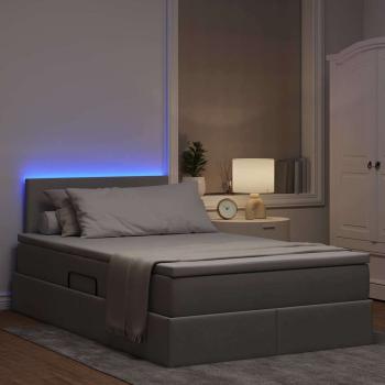 Bett mit LED-Lichtleisten mit Kopfteil Taupe 120 x 200 cm Stoff