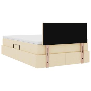 Bett mit LED-Lichtleisten mit Kopfteil Creme 120 x 200 cm Stoff