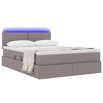 Bett mit LED-Lichtleisten mit Kopfteil Taupe 140 x 200 cm Stoff