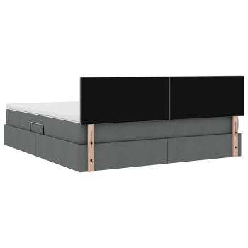 Bett mit LED-Lichtleisten Dunkelgrau 180 x 200 cm Stoff