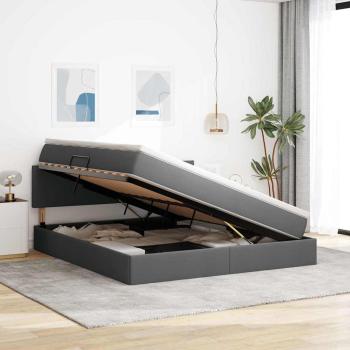 Bett mit LED-Lichtleisten Dunkelgrau 180 x 200 cm Stoff