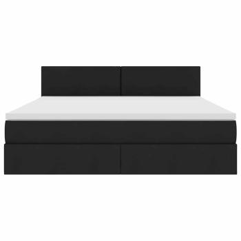 Bett mit LED-Lichtleisten Schwarz 180 x 200 cm Stoff