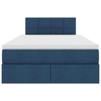 Bett mit LED-Lichtleisten mit Kopfteil Blau 120 x 200 cm Stoff