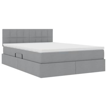 Bett mit LED-Lichtleisten Hellgrau 140 x 190 cm Stoff