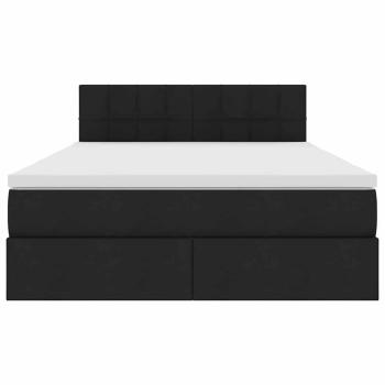 Bett mit LED-Lichtleisten Schwarz 140 x 190 cm Stoff