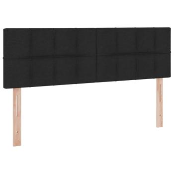 Bett mit LED-Lichtleisten Schwarz 140 x 190 cm Stoff