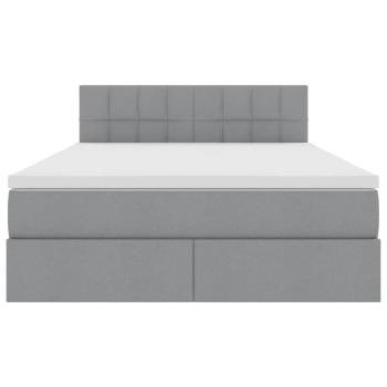 Bett mit LED-Lichtleisten Hellgrau 140 x 200 cm Stoff